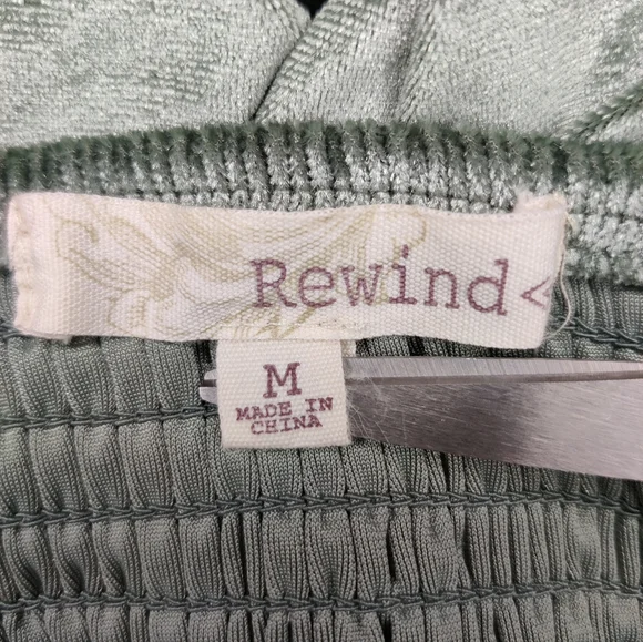 Rewind Sage Green Velvet Dress - Picture 3 of 3